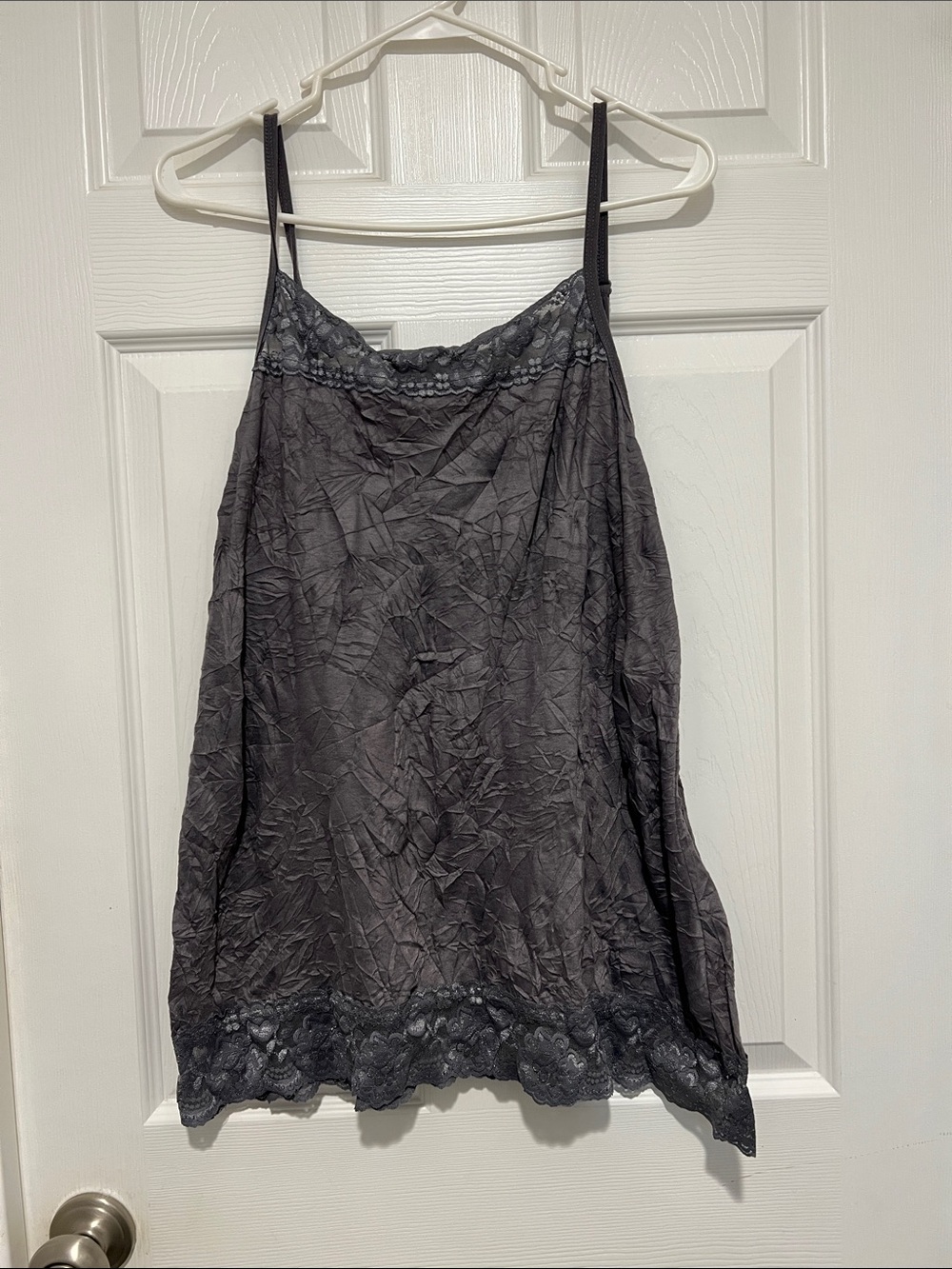 Maurices Gray Lace-Trim Slip Chemise with Adjustable Straps